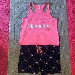 Fancy Affairs Pink and Blue Sassy Since Birth Tank Top and Capri Pants PajamaSet